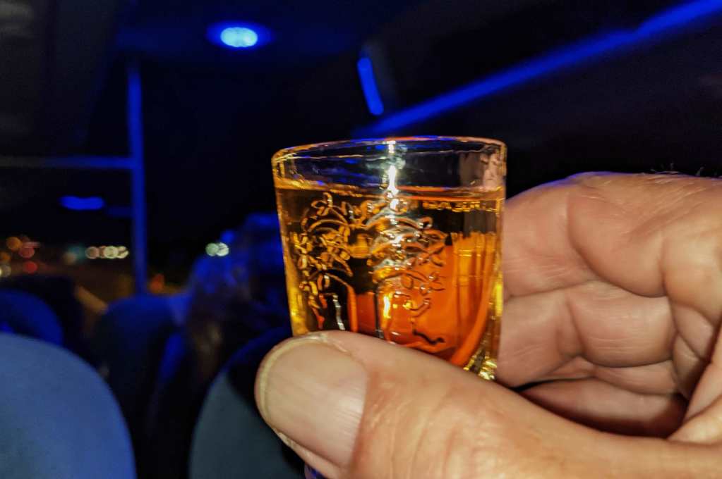 over the ocean on a tour bus in Poland