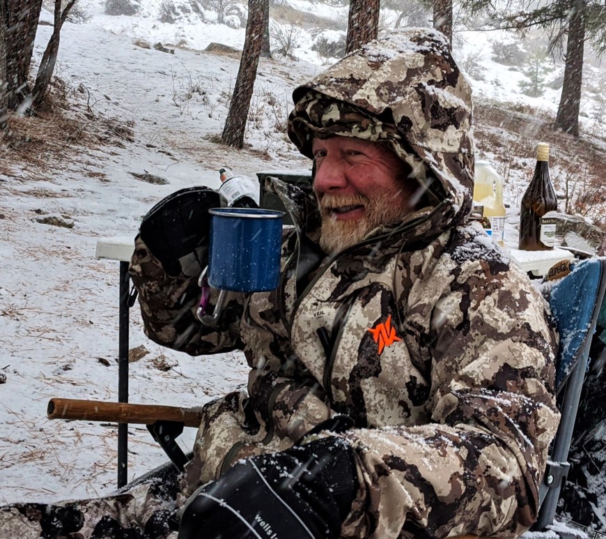 Todd enjoying bad weather on the Middle Fork