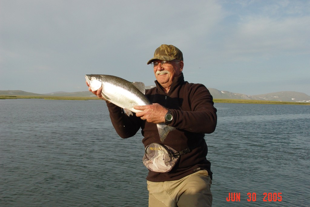 Dad catching Salmon in the Sinuk